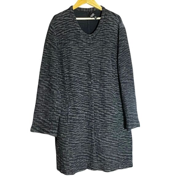 Eileen Fisher Lightweight Button Front Coatigan Long Sleeve Jacket Black XL - Picture 1 of 9